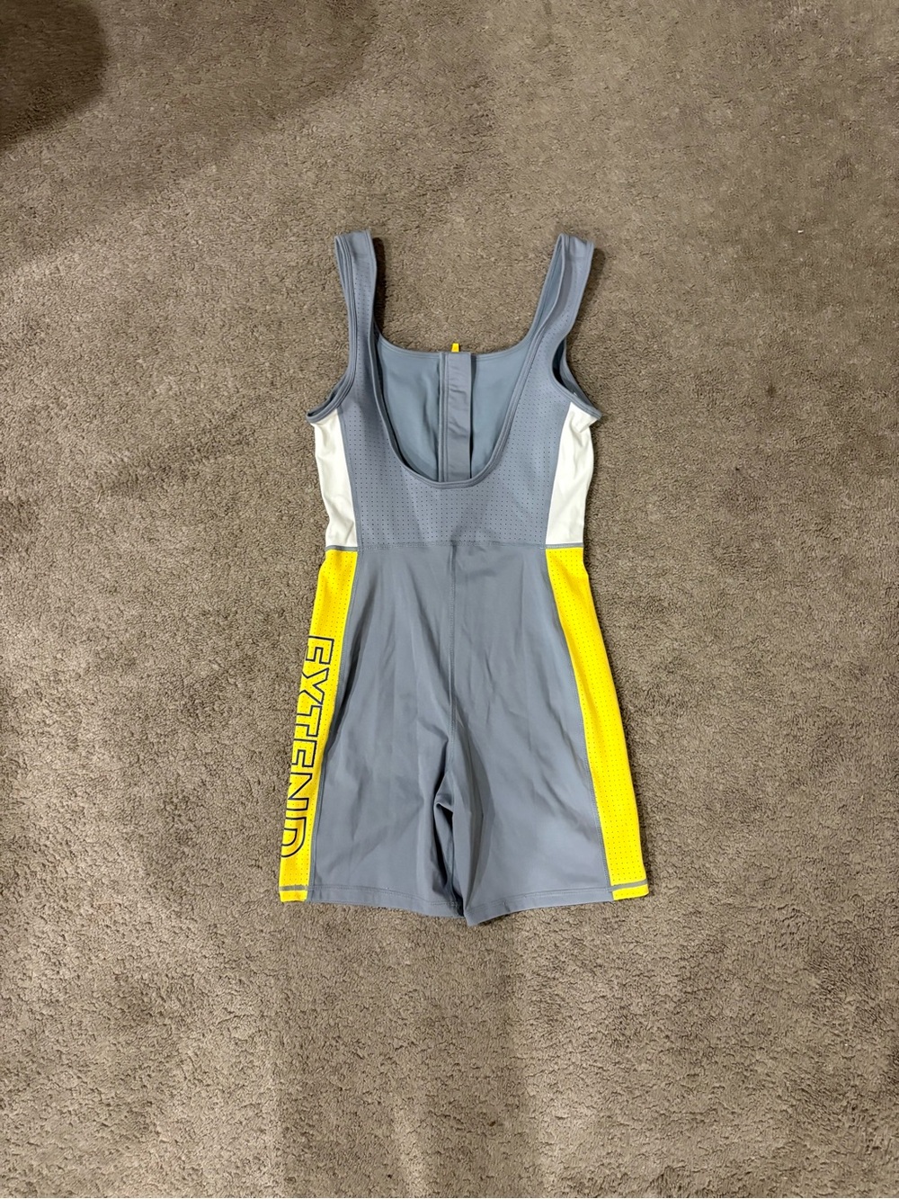 Fabletics Gray, White & Yellow Athletic Jumpsuit